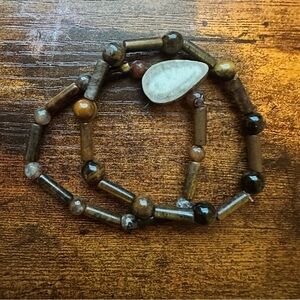 Earthy Beaded Tigers Eye and Mule Deer Antler Necklace